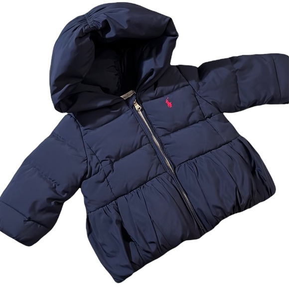 Ralph Lauren Navy Peplum Puffer Jacket 